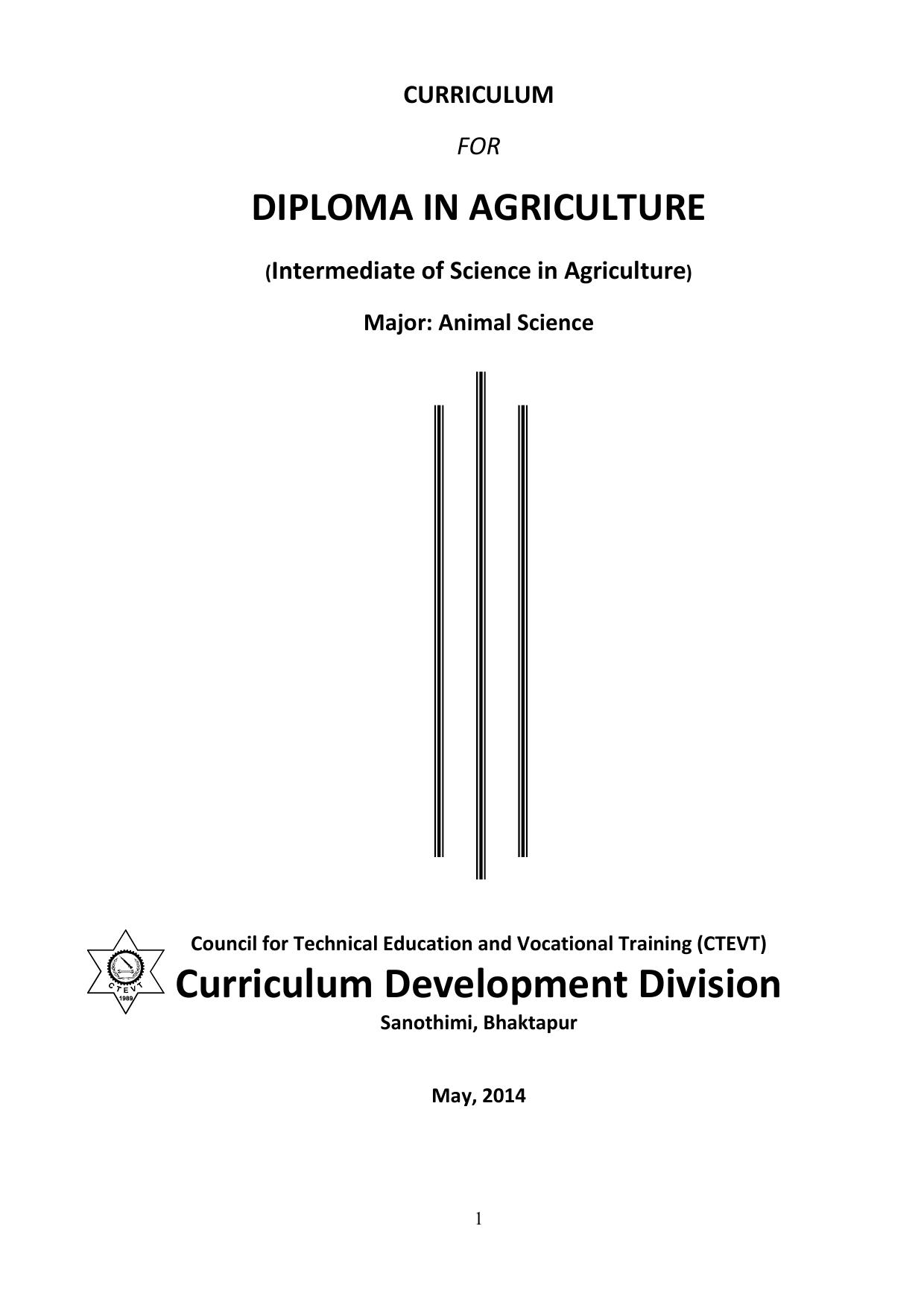 Diploma in Agriculture Animal Science, 2014